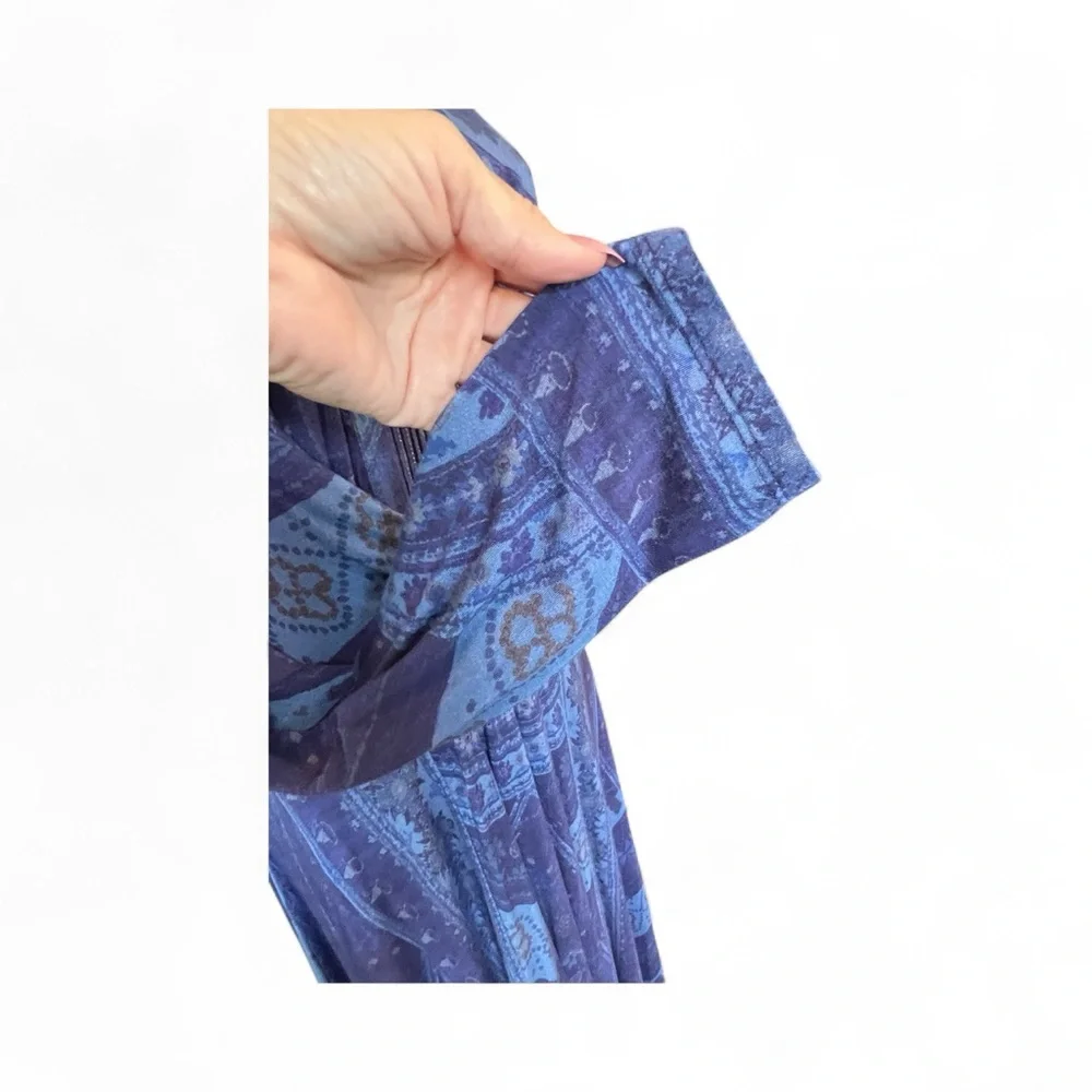 🆕 💙🌸 NWOT SOFT SURROUNDINGS Sitarra Blue Floral Jersey Knit Maxi Dress | Sz M - Picture 6 of 11